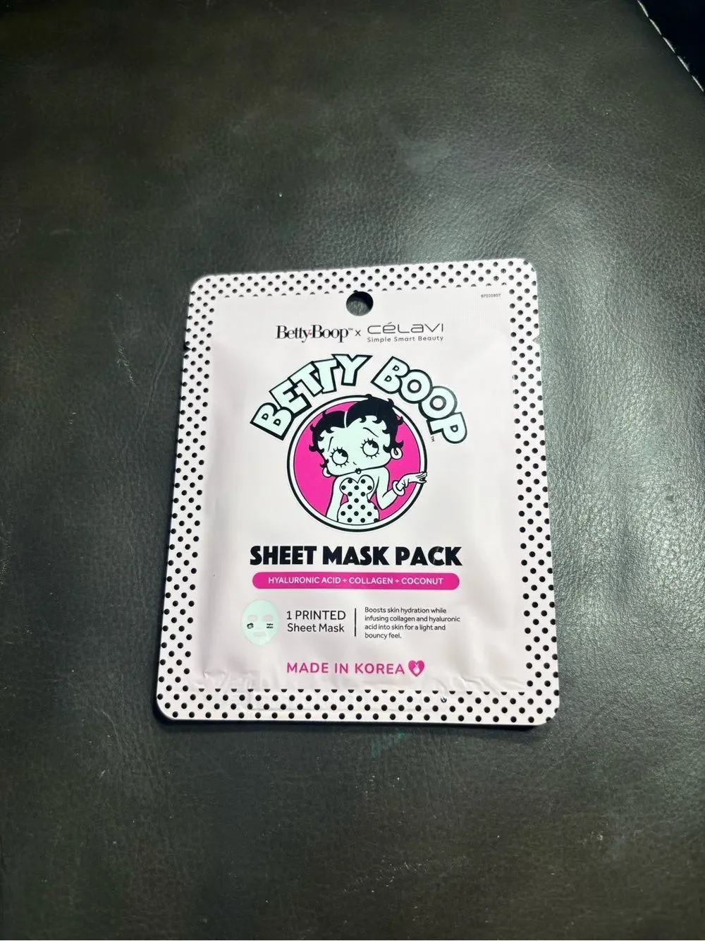 3 New Betty Boop Sheet Mask Pack Hyaluronic Acid + Collagen + Coconut
